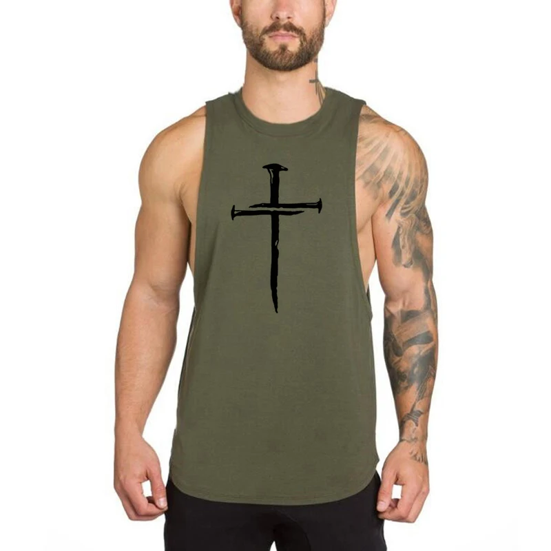 Men's Comfort Cotton Sleeveless Running Vests Round Neck Deep Drop Armhole Curved Hem Gym Workout Bodybuilding Tank Tops Shirt