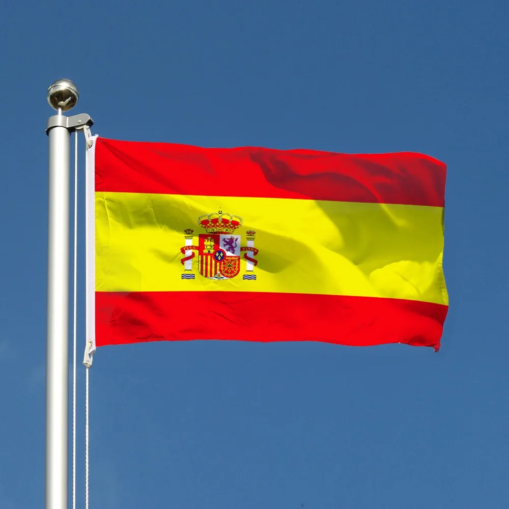 Spain national flag for festivals and celebrations, home decoration banner, hand-waving car flag with plastic flagpole