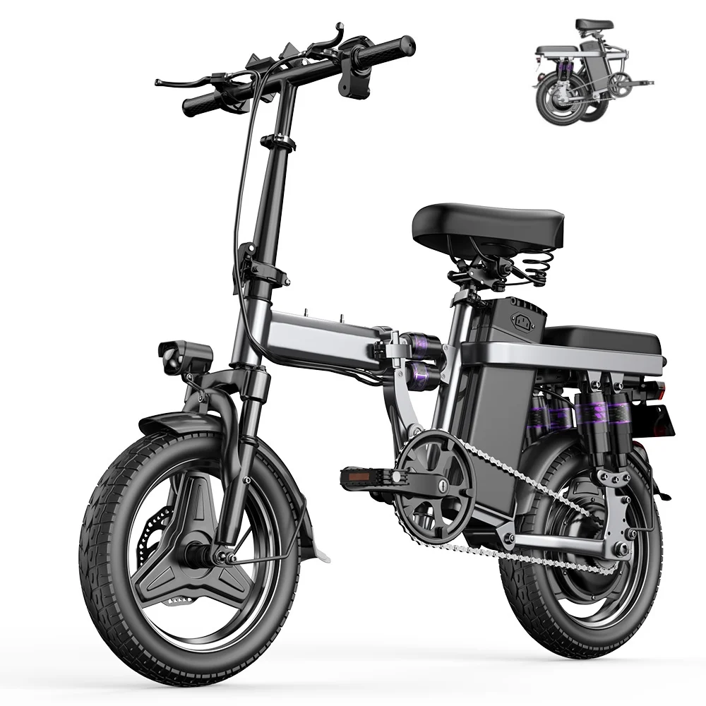 

ASKGO Electric Bike, 500W(650 Peak) Motor, 14" Tires, 25MPH 35Miles Ebikes for Adults, 720WH 15AH Mini E Bike for Commuting Trav