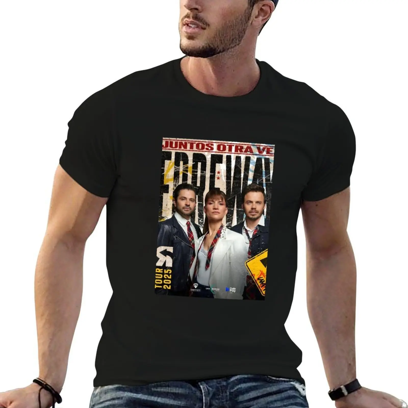 Camiseta ERREWAY TOUR 2025, Negra, de Algodón, Lisa, para Hombre, Paquete de Camisetas para Hombre, Camiseta de Anime