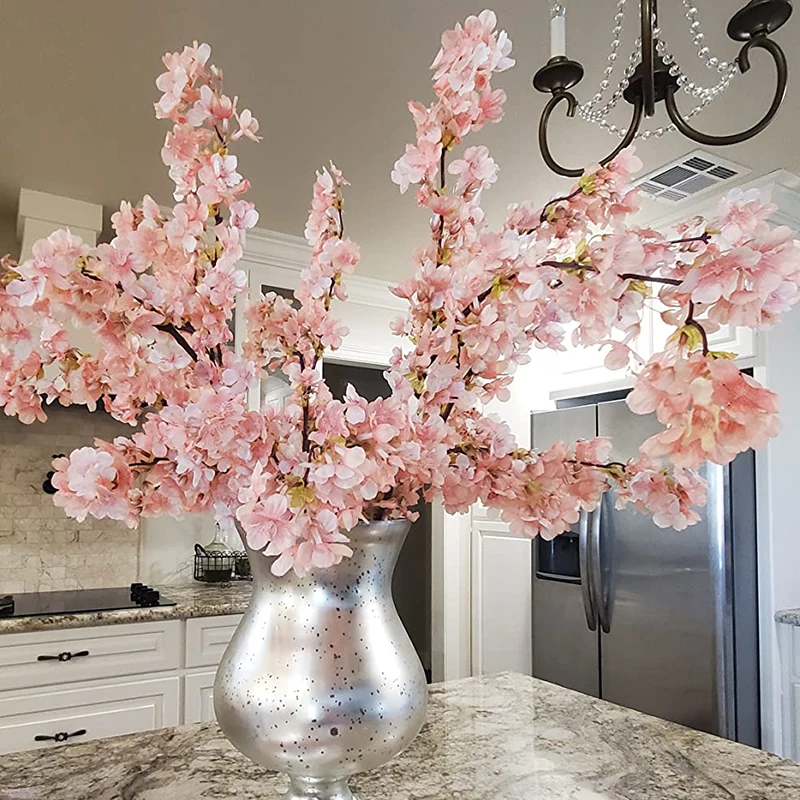 109cm Artificial Silk Peach Blossom Branch Fake Plum Blossom Wedding Arrangement Decoration Party Home Garden Decor