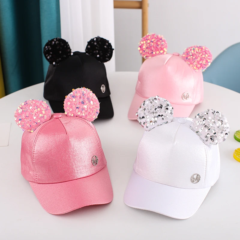 Doitbest 2022 Children Baseball Cap Autumn Hip Hop Sequined Big ears Summer Kids Sun Hats Boys Girls Caps Snapback gorras