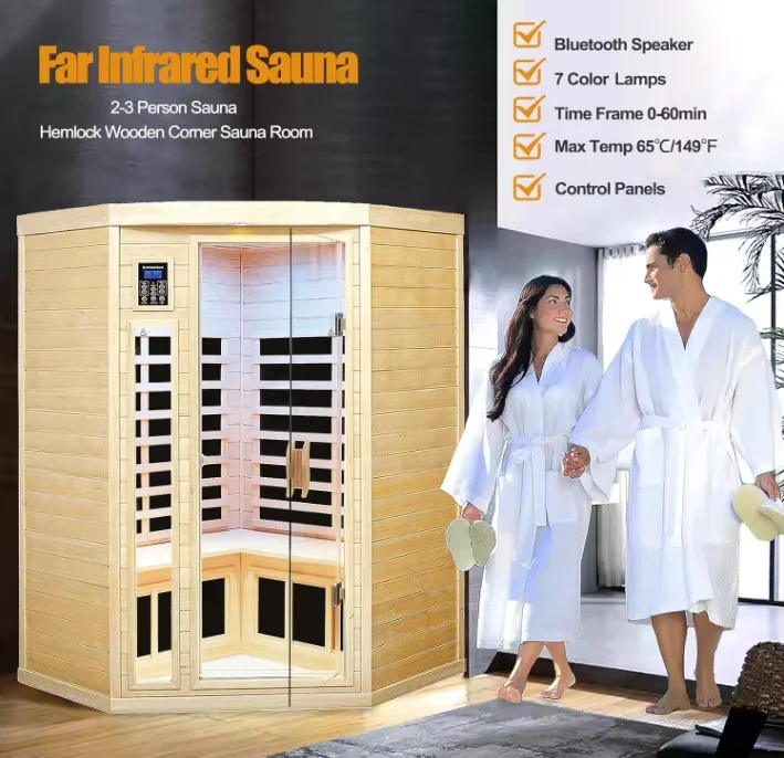 Custom Indoor Corner Far Infrared 2-3 Person Home Sauna