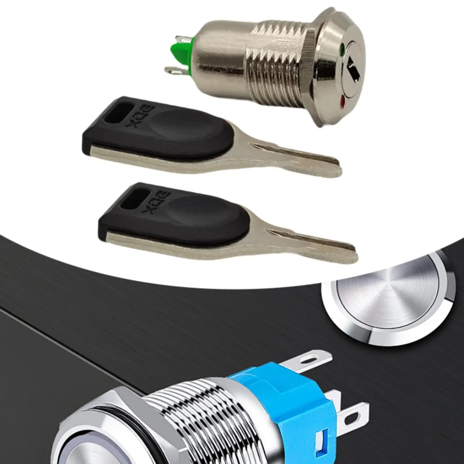 Elektronischer Schlüsselschalter aus Metall, Sicherheits-Netzschalter, multifunktional, robust, tragbar, praktisches Ein-/Ausschalten-Schlüsselschloss, 2 Positionen, 2 Schlüssel