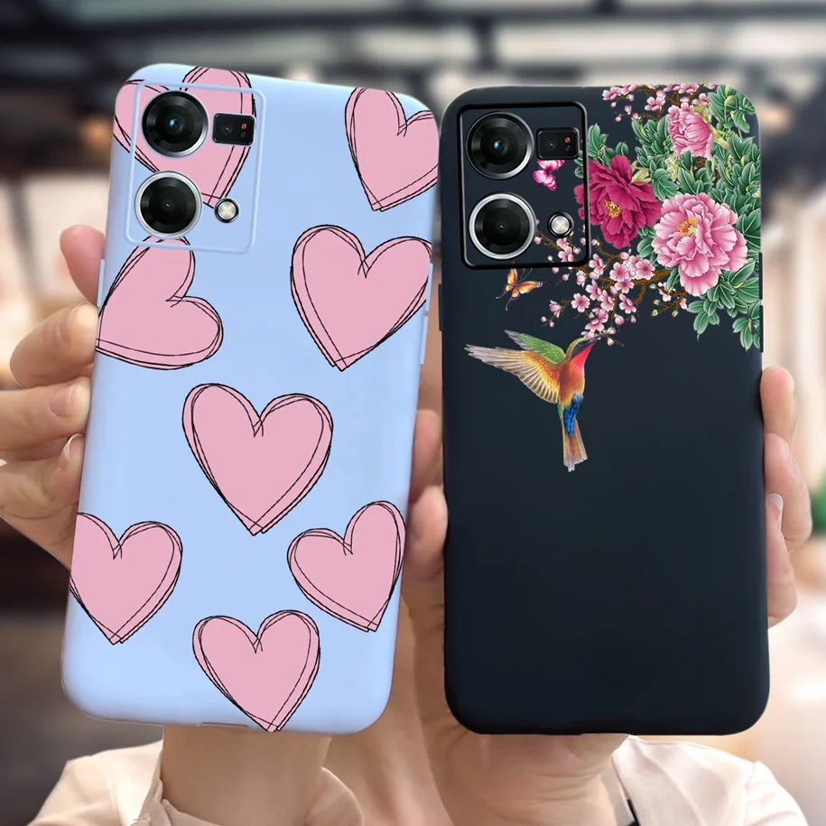 For OPPO Reno 7 4G 5G Case Reno7 Z Cover Cute Feather Soft Painted Phone Cover For OPPO F21 Pro Reno7Z Cases 2022 CPH2343 Bumper