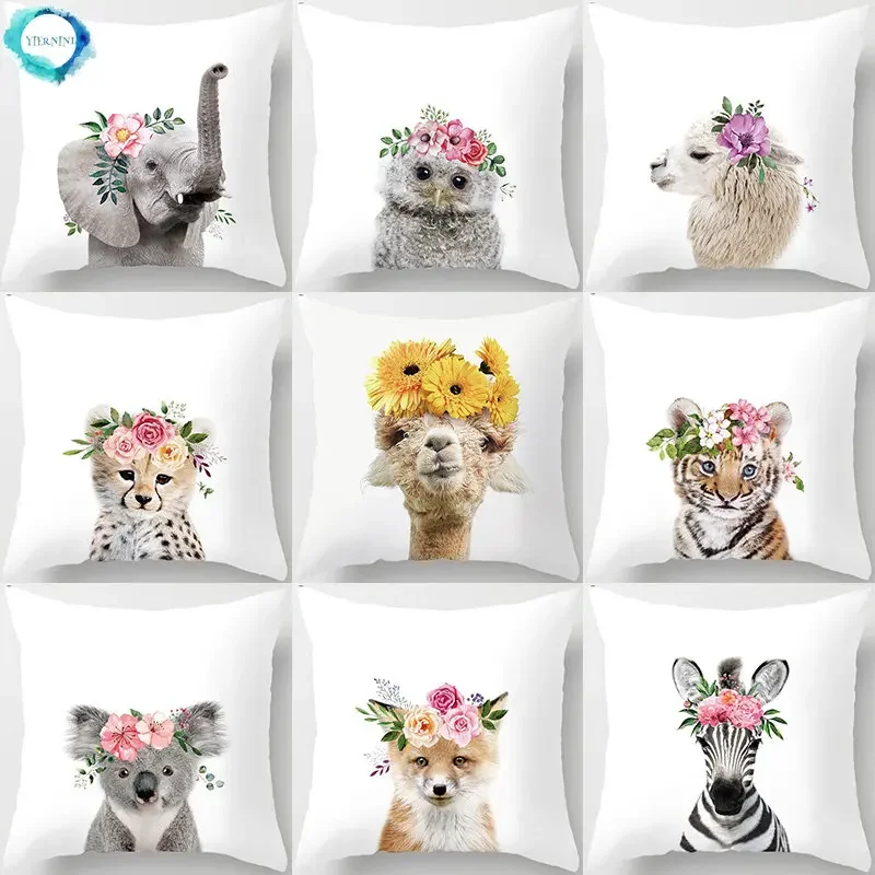 

1Pcs Cute animal Sofa Decorative Cushion Cover Pillow Pillowcase Polyester 45*45 Throw Pillow Home Car Decor Pillowcover