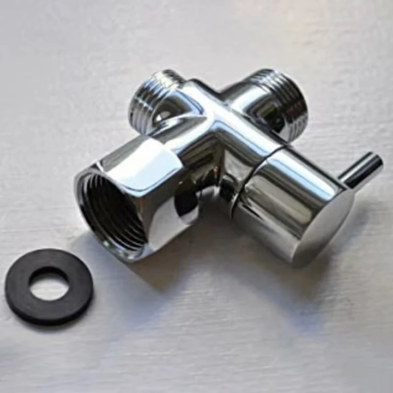 G1/2 inch three-way diverter valve T-type adapter converter brass valve water diverter for bathroom shower faucet head