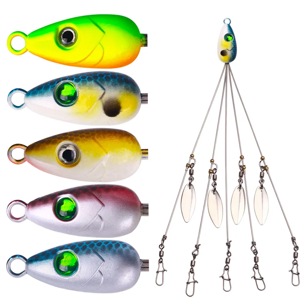 Alabama Rig Spinner Bait Umbrella Lure Group mit 4 Blättern, Snaps und Wirbeln für Barsch-, Hecht- und Zanderangeln