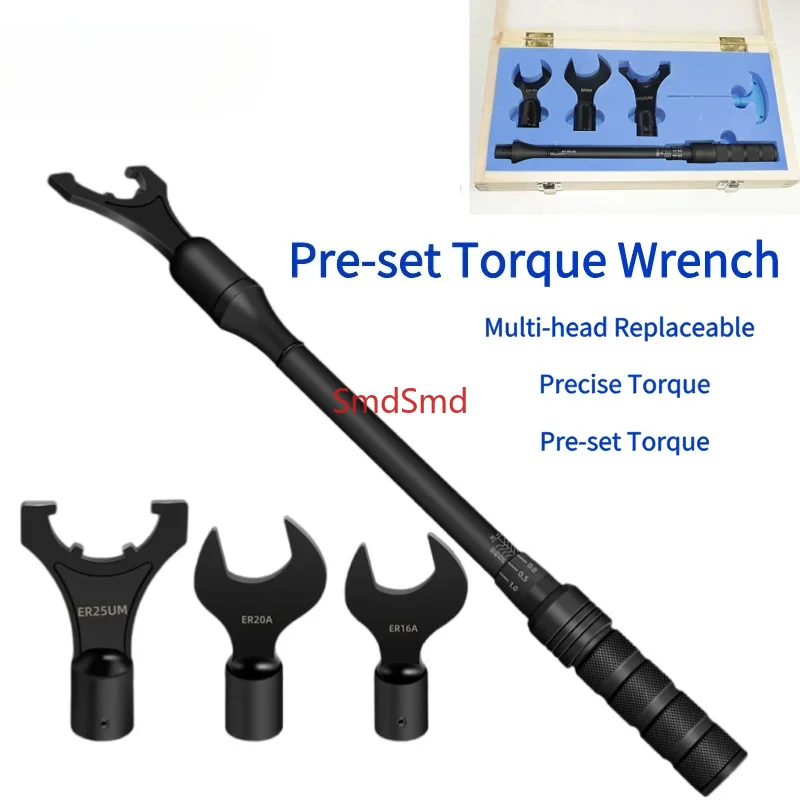 Precise CNC Torque Wrench 20-60/20-220Nm Replaceable ER16 ER20 ER25 ER32 Wrench  A M UM Nuts Machining Center Tool Holder Wrench