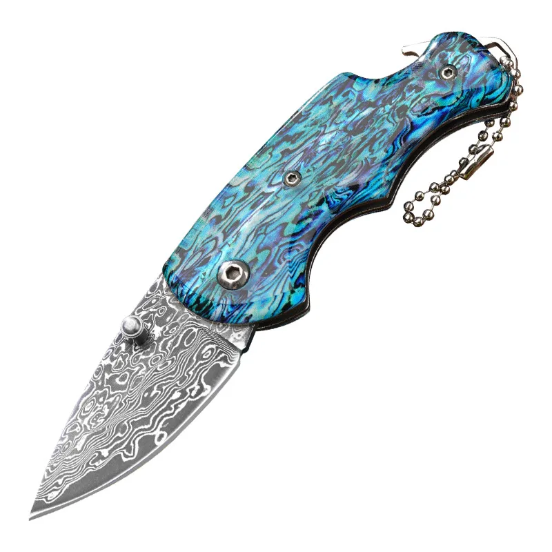 Mini Folding Knife Damascus Outdoor Folding Knife High Hardness Camping Express Knife