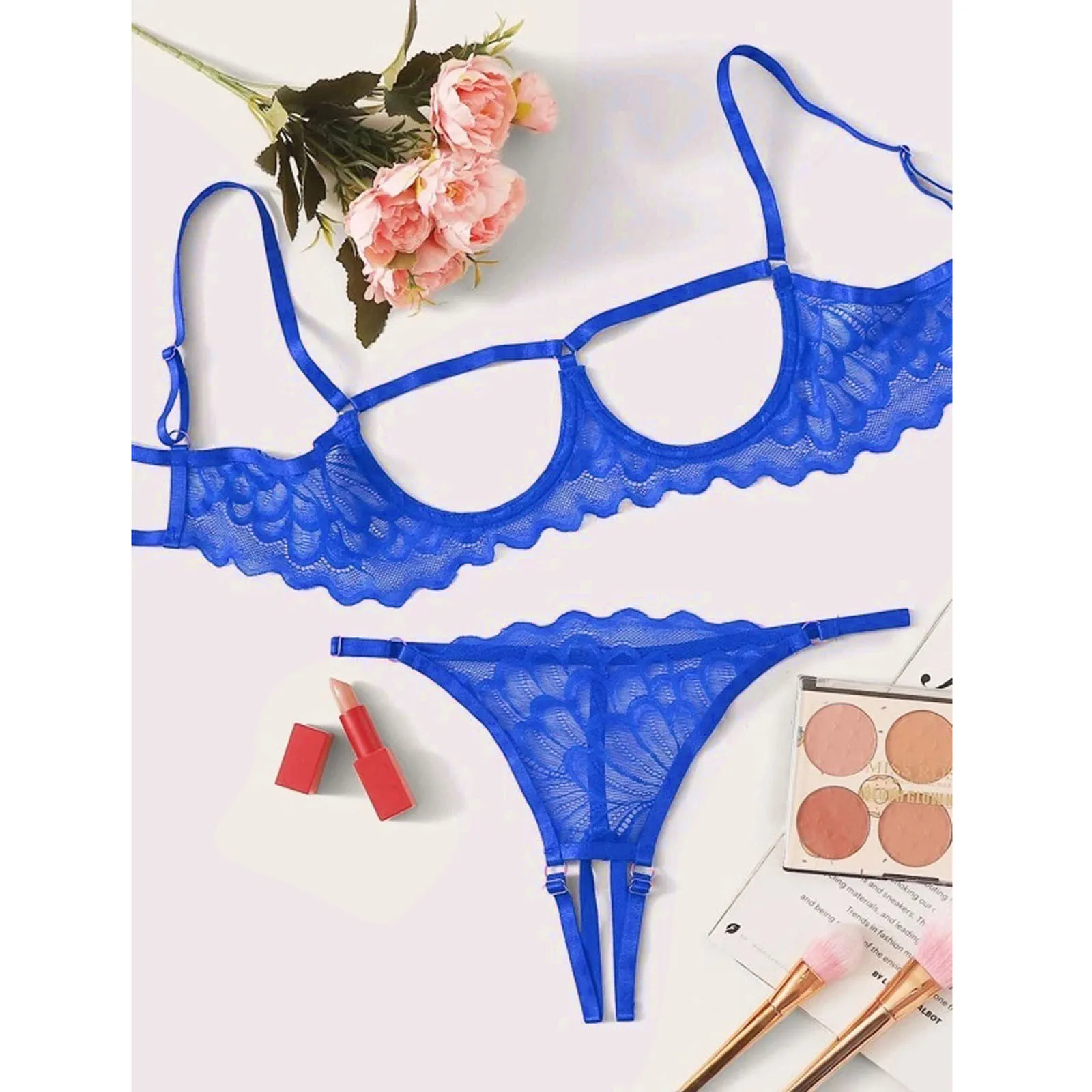 

Women's Transparent Underwear Erotic Cut Out Bra Lingerie Sexy G String Thong Set NEW Sexy Hollow Bra Set Lenceria Sensual Mujer