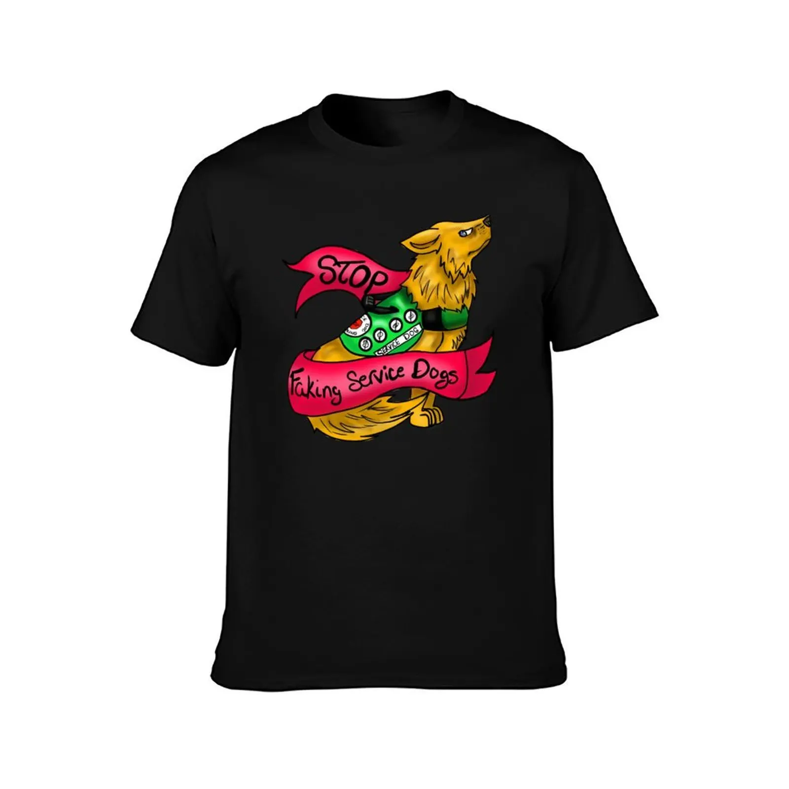 Stop Faking Service Dogs T-Shirt, Summer Casual Cotton Tee, Oversized Streetwear Tops, Vintage Graphic Print, Unisex Men Women