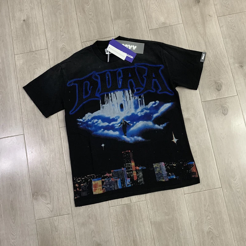 Men Women Casual Round Neck T-shirt Hip-hop Street Trend Style Loose Comfortable Damaged Duaa T-shirt