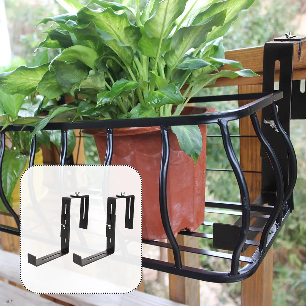 4Pcs Flower Planter Holder Deck Mount Bracket for Balcony Railings Outdoor Hanging Adjustable Flower Pot Shelf