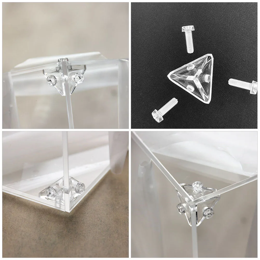 8 Sets Acrylic Display Case Connectors Corner Brackets Triangle Corner Braces Acrylic Corner Brackets For Repairing Furniture