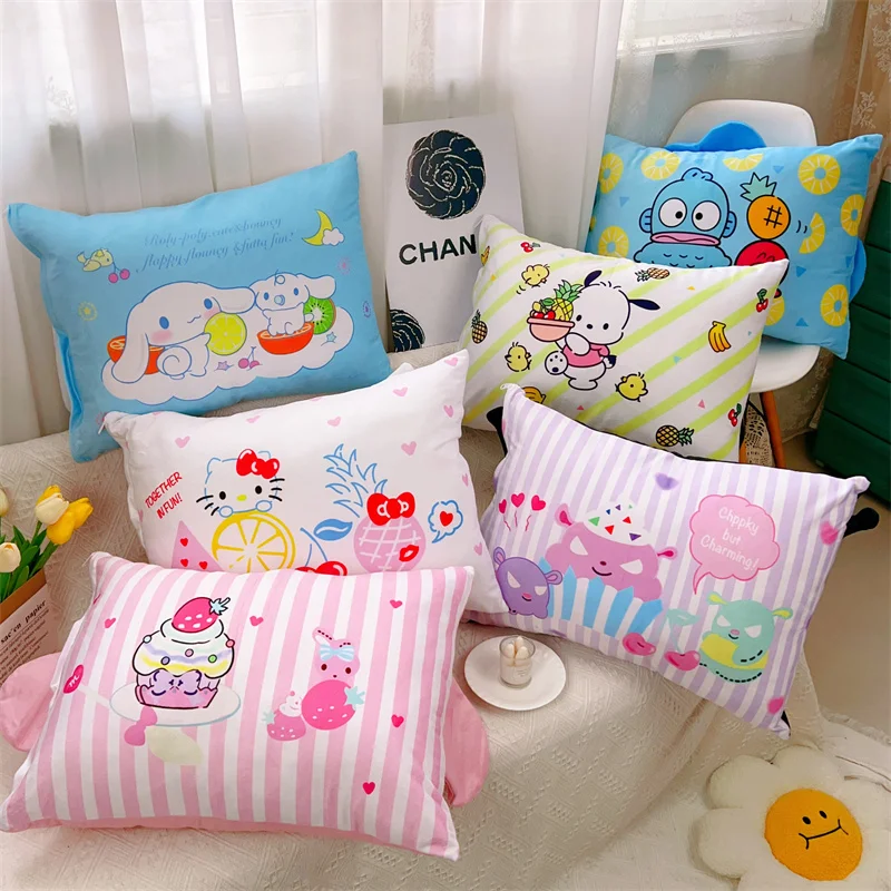 Sanrio Cartoon Pillowcase Kuromi My Melody Cinnamoroll Back Cushion Cover High Quality Japanese Style Sleeping Pillow Case Girl