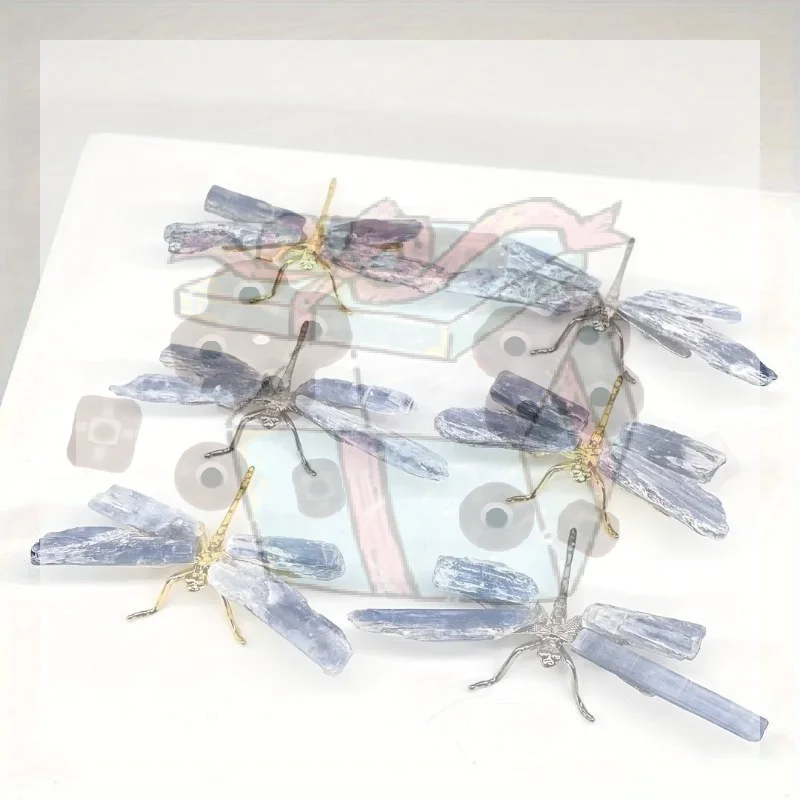 【CC】1pc Natural Crystal Kyanite Dragonfly Ornament Stone Animal Home Decoration Holiday Gift Home Decoration