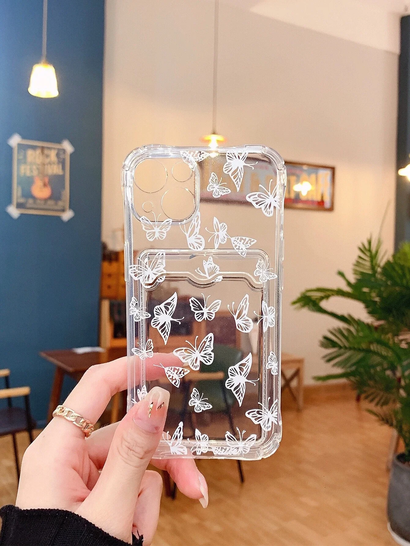 Print Clear Phone Case With Card Slot Compatible With  15/15Pro/15Plus/15Promax