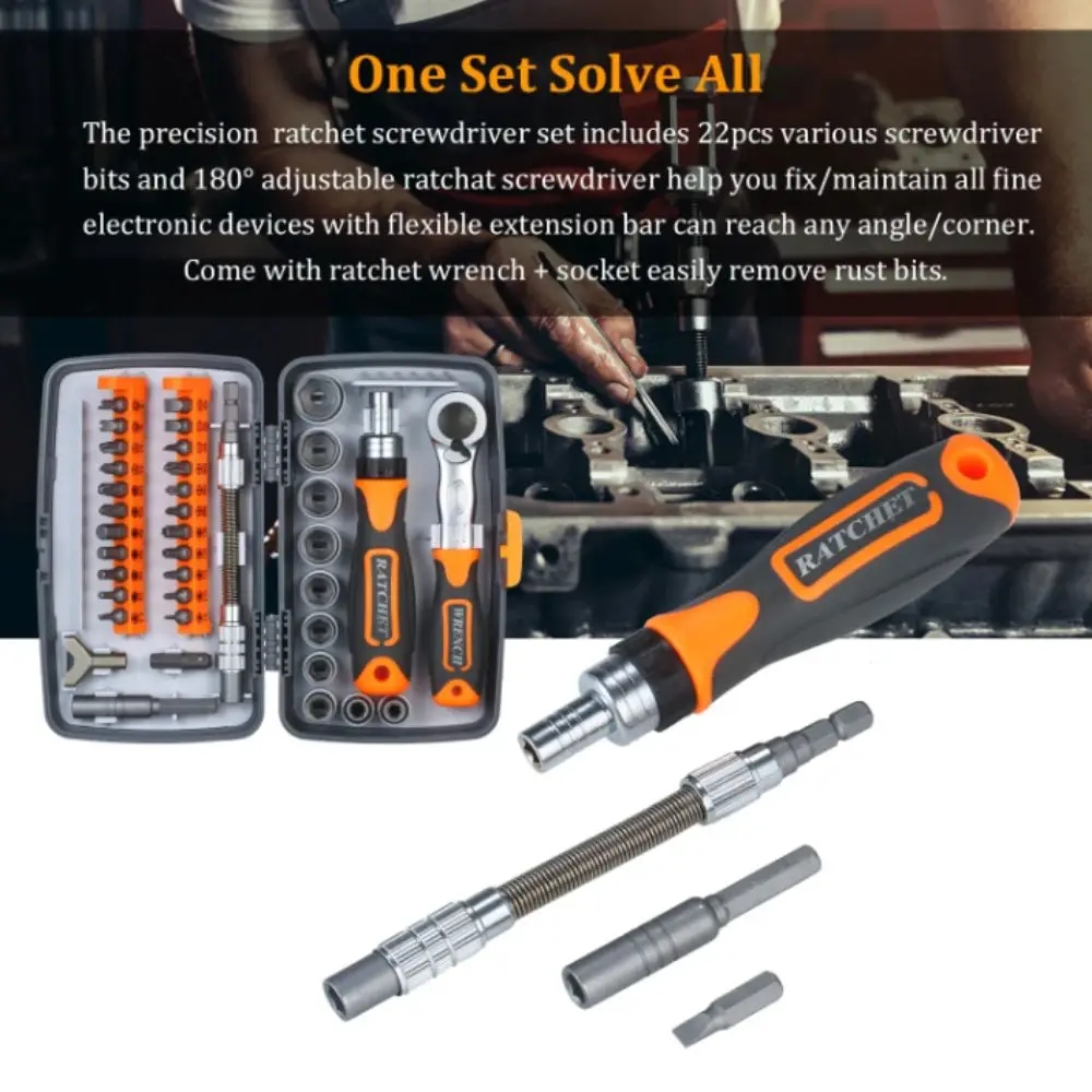 

Rotatable Screwdriver Head 38-In-1 Screwdriver Set Versatile Design Multipurpose Screwdriver Multi Tools Set 38 In One