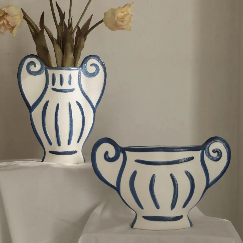 

Greek Aesthetic Hand-painted Ceramic Vase Light Luxury Ornaments Simple Desktop Ornaments