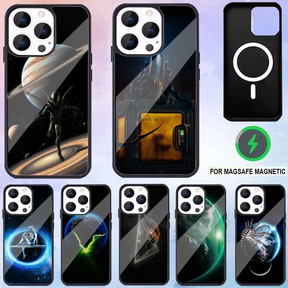 

A-Alien E-Earth 2025 Phone Case For iPhone17,16,15,14,13,12,11 Plus,Pro Max Magnetic For Magsafe Wireless Charging