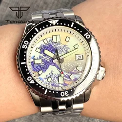 Tandorio NH35A Kanagawa Zifferblatt 41mm Leucht Edelstahl 200m männer Automatische Dive Armbanduhr Saphirglas Datum Display