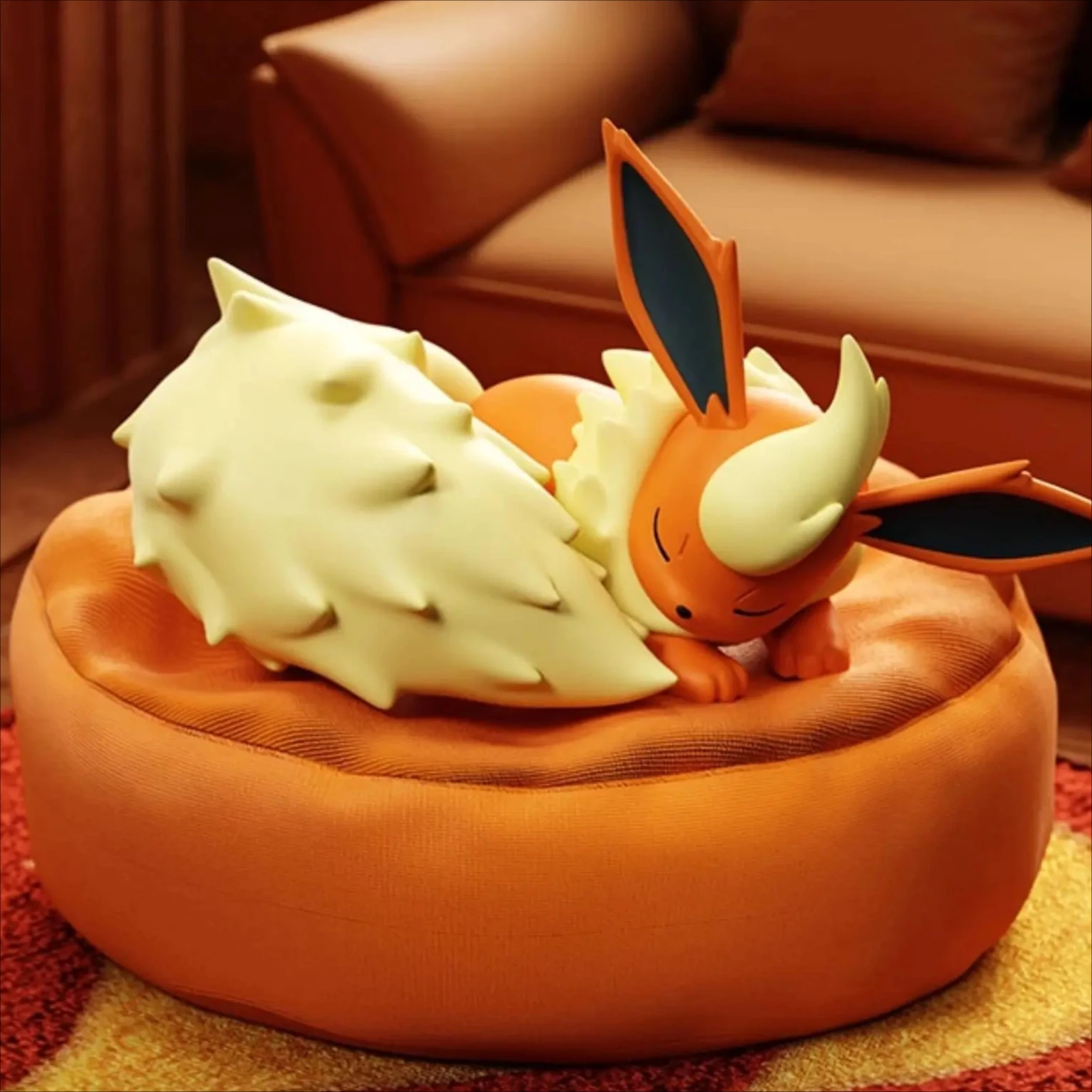 Adorable Figura Coleccionable de la Serie Pokémon: Familia Eevee en Postura de Dormir, Conejo Flameado y Bestia Relámpago, Juguete de Regalo, Bola Elfo