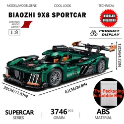 1:8 Scale Model Sportcar Biaozhi 9X8 Building Blocks Bricks High Tech Technical RC Racing Car Assembly 3746PCS Kid Toys For Gift