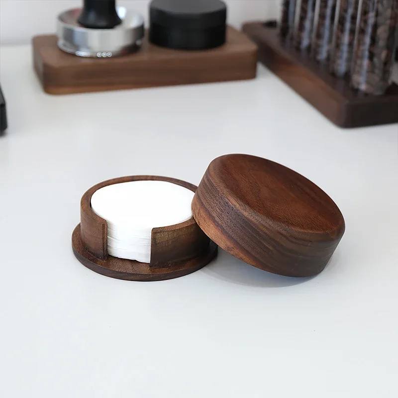 Italian Style Coffee Extraction Filter Paper Storage Box Walnut Wooden Dustproof Base Universal 585351mm Coffee Accessories