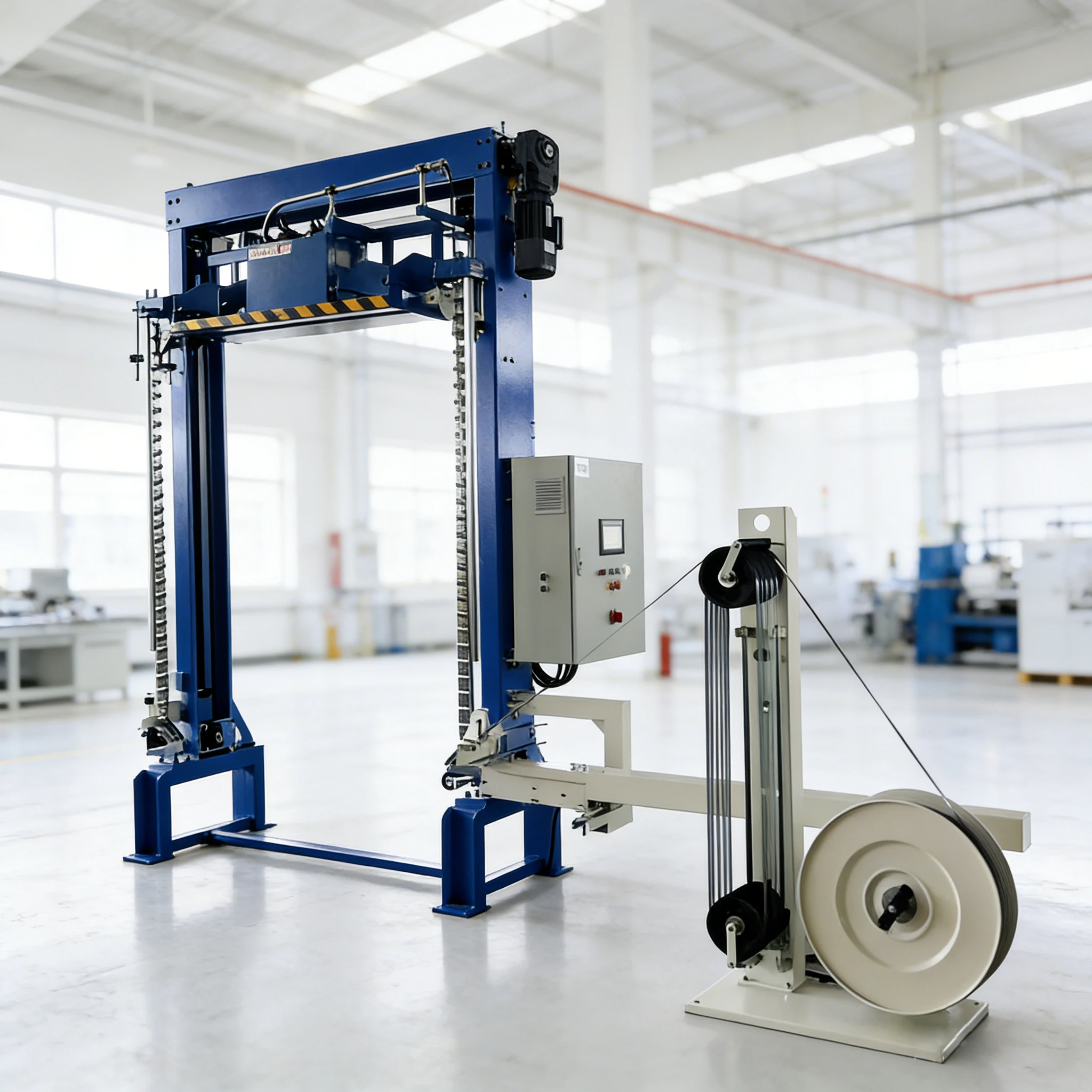 China Manufacture Fully Automatic Hydraulic Driven Vertical Strapping Machine for Pallet PP/PET Straps 220V 380V