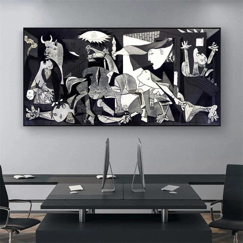 Abstract Black and White Picasso Guernica Canvas Painting Poster Wall Art Print Picture for Living Room Home Decoration Cuadros