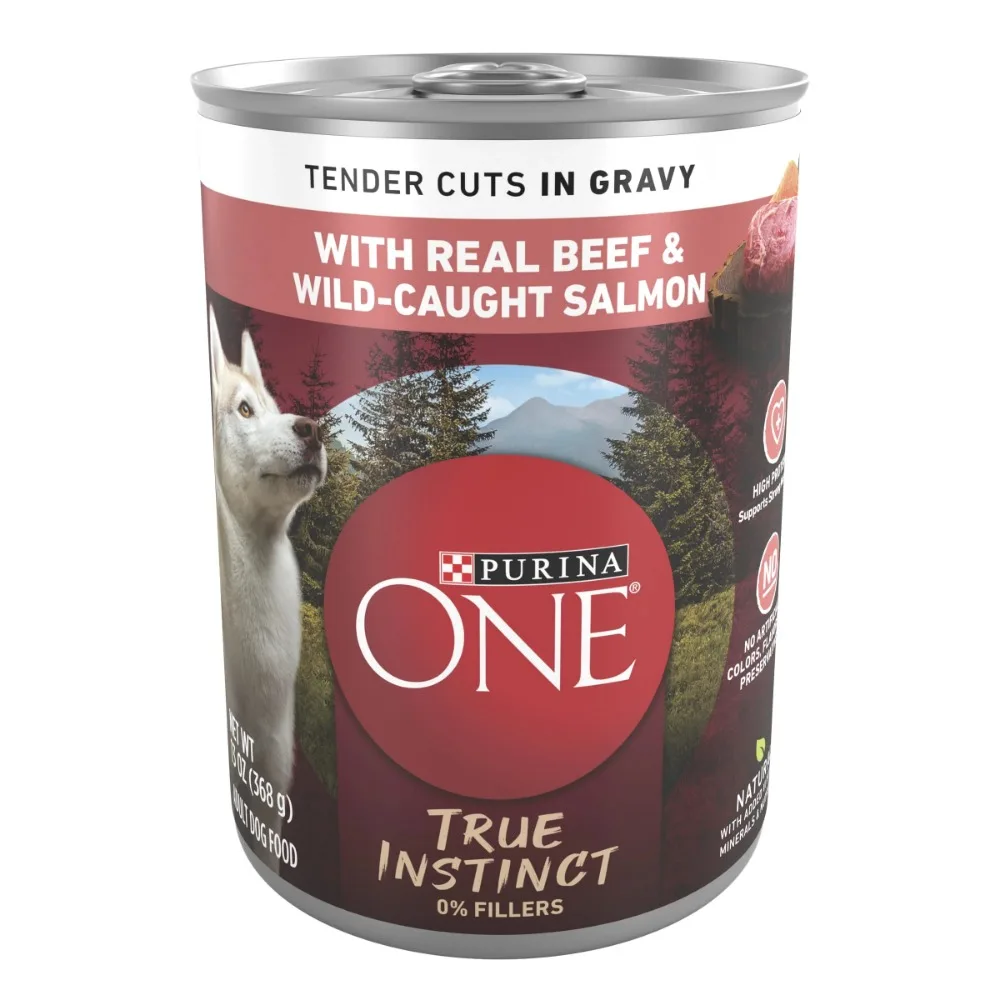 True Instinct Wet Dog Food, High Protein Soft Beef & Salmon, 13 oz Cans (12 Pack)