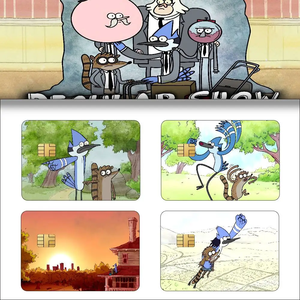 Anime Regular Show 1 Set Of 4 Pcs Sticker Film Skin Cover Case For Small Large No Chip Debit Credit Card Front Side