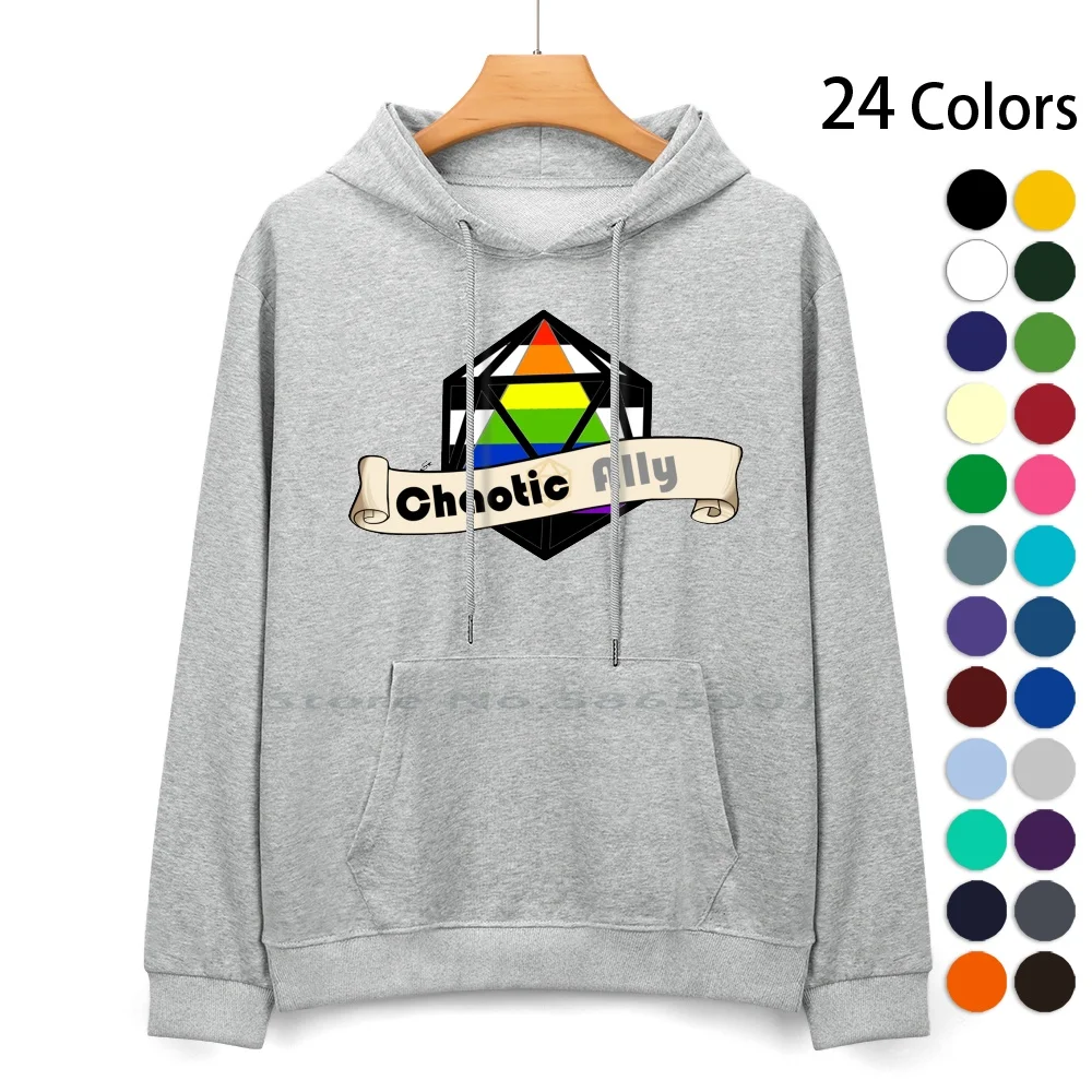 

Chaotic Ally D20 Pure Cotton Hoodie Sweater 24 Colors Dnd Lgbtq Pride Ally D20 Pride Month Gay Pride 100% Cotton Hooded