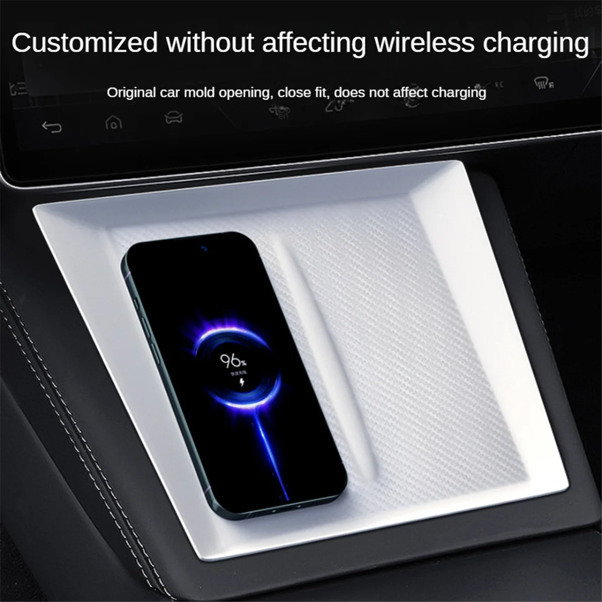 For Tesla Model 3 Highland 2024 Center Console Wireless Charger Anti-Slip Silicone Mat Interior Accessories,White