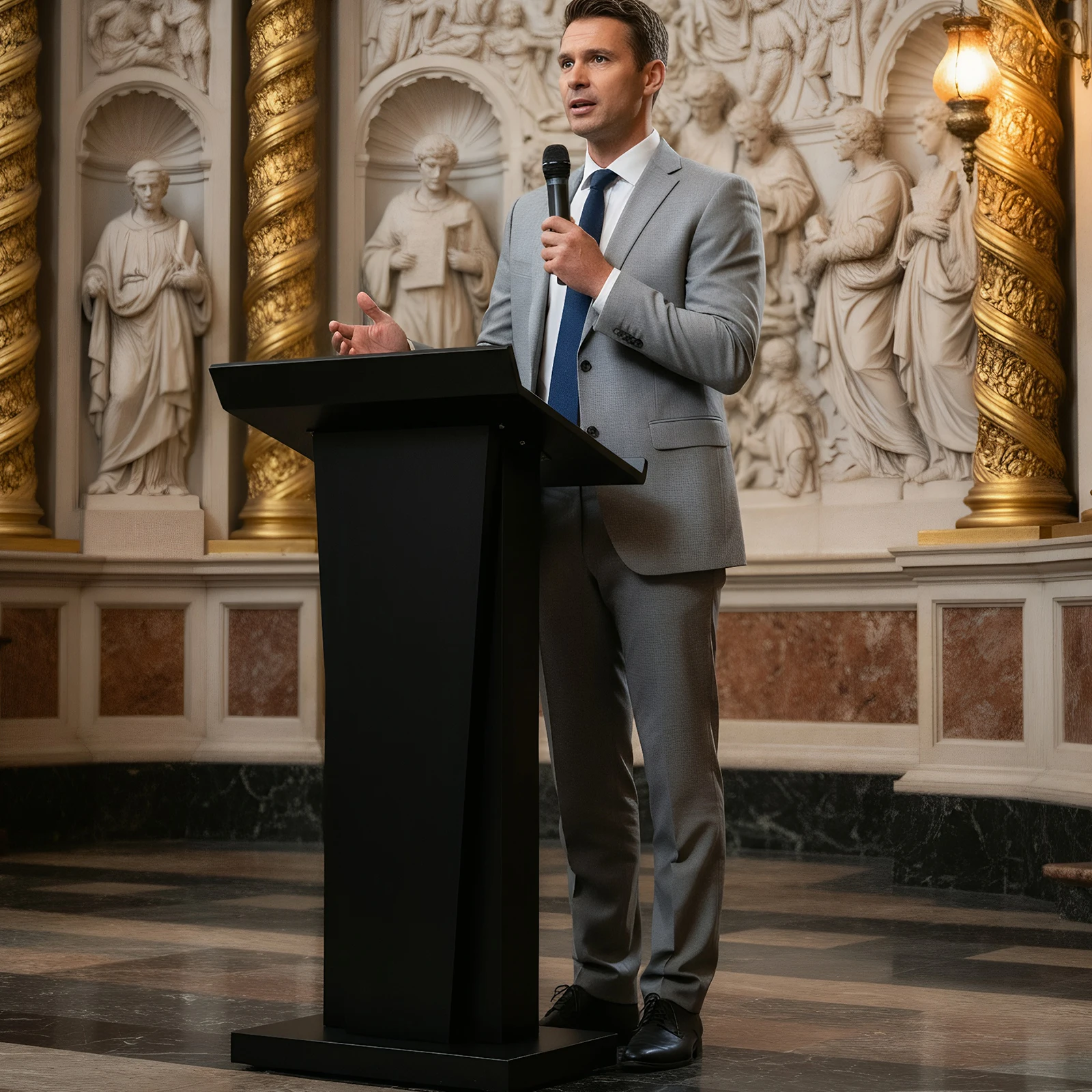 Office Reception Table Multi-Purpose Heavy Duty Metal Lecterns Large Capacity Slant Desktop Podium for Church School Office Home