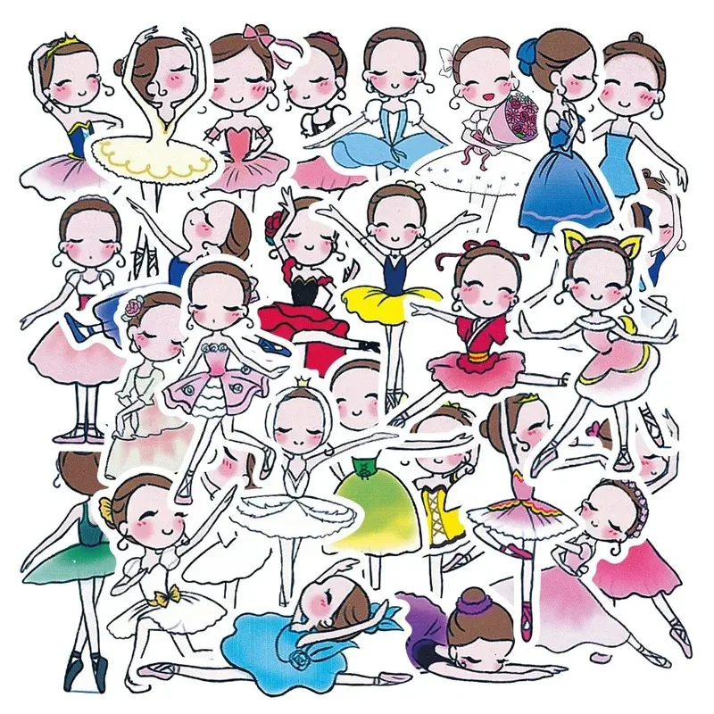 20 Stück Cartoon Ballett-Tanzende-Mädchen-Aufkleber DIY Handy Laptop Gepäck Skateboard Graffiti-Aufkleber Spaß für Kinder Spielzeug Zufälliger Stil