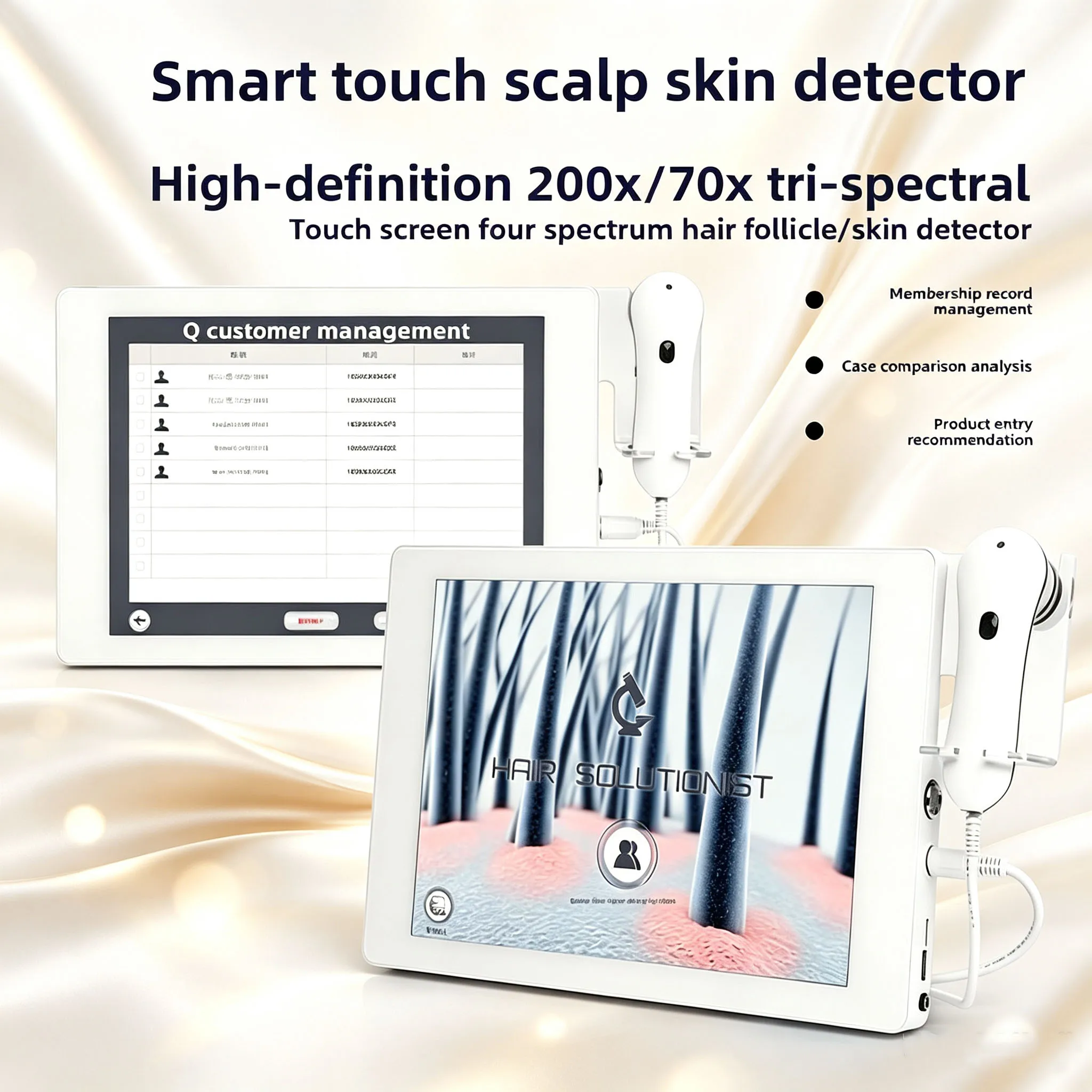Touchscreen High-definition Three Spectral Intelligent Scalp Detection Device, Hair Follicle and Skin Detection All-in-one Machi