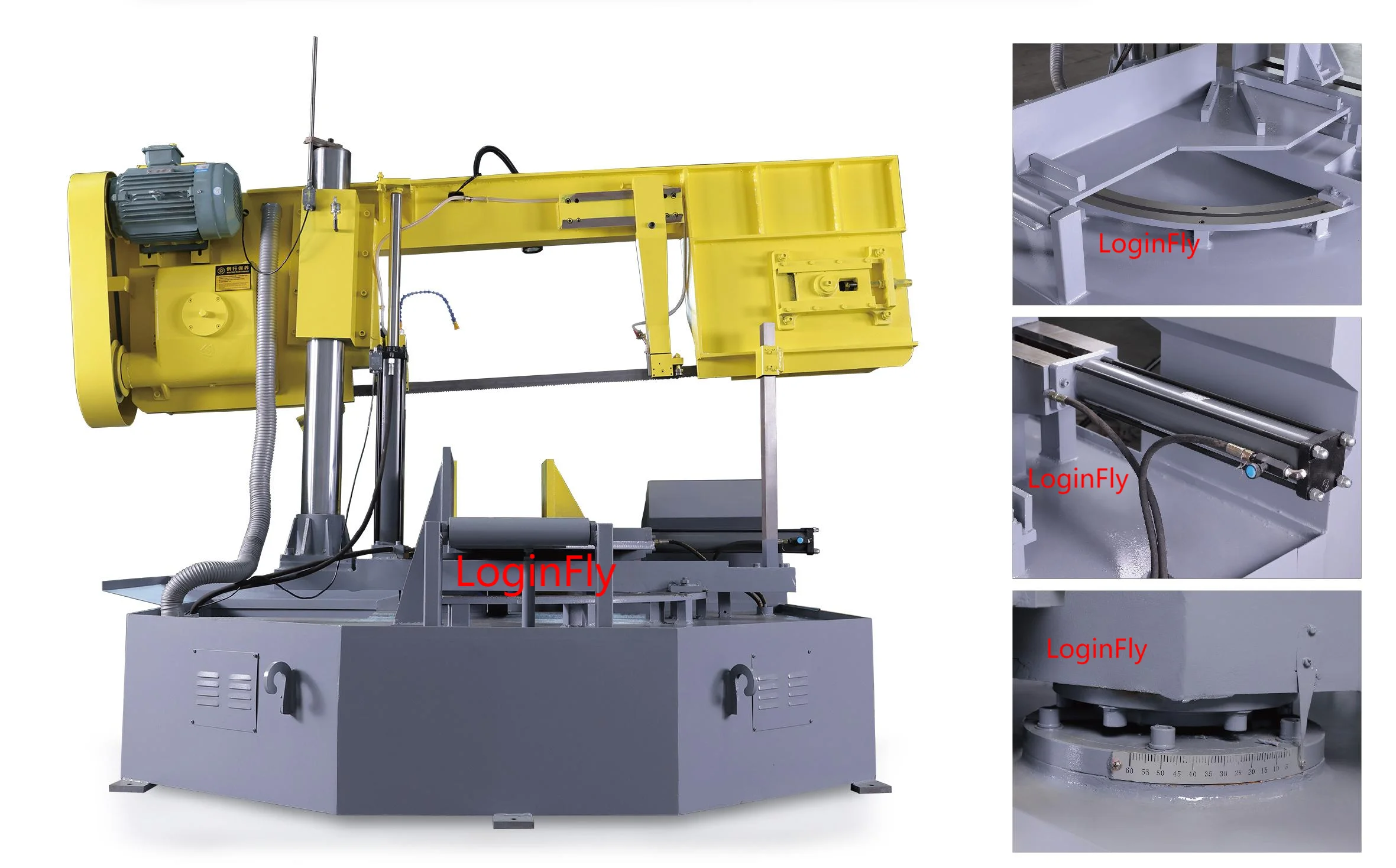 High-accuracy semi-automatic Rotary 0-60 degree angle metal cutting band saw machine