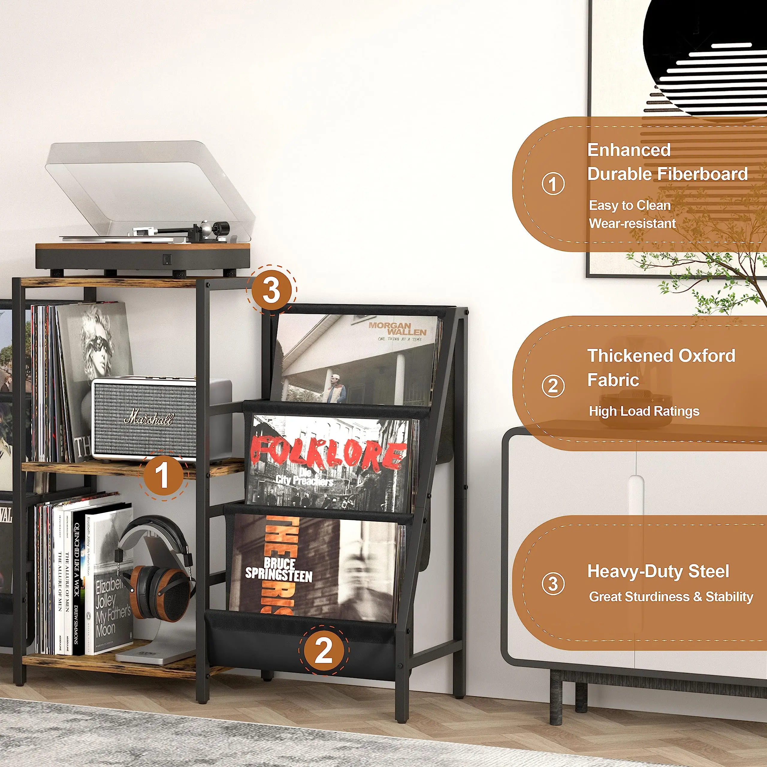 

Hooqu Vinyl Storage Record Player Stand Storage Up To 280 Albums Record Player Table Record Holder Vinyl Display Shelf