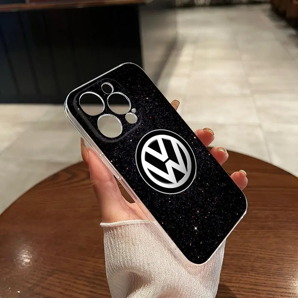 V-VolkswagenESS Car LOGO Phone Case Transparent for iphone 15 14Pro 11 12 14 Pro Max Mini 6 6s 7 8 Plus X XR XS SE2020 Cover