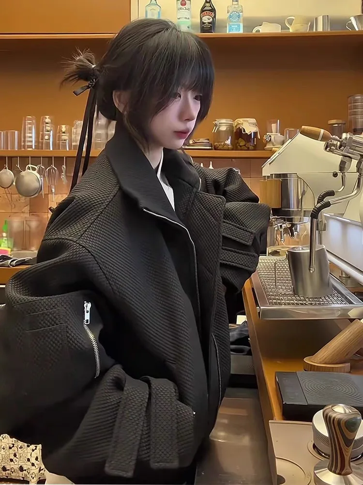 

Мужская куртка в американском ретро-стиле с воротником, осенне-зимняя, с дизайном «соты», деконструированная, в стиле рабочей одежды, бейсбольная куртка-бомбер