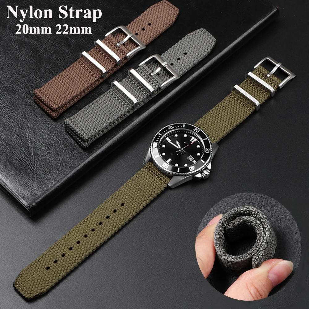 20mm 22mm Premium Watch Band Two Sided Genuine  Strap Genuine Nylon Quick Release Bracelet Sport Wristbelt for Casio for Seiko
