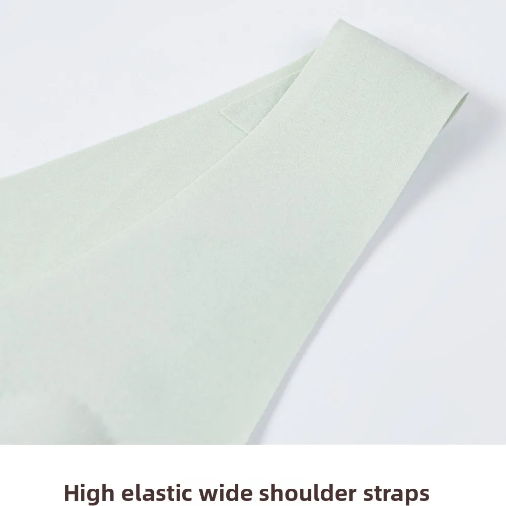 Simple Solid Color Wireless Deep V Bra Slim Vest Traceless Underwear for Women V Neck Ice Silk Girls Seamless Bra Daily