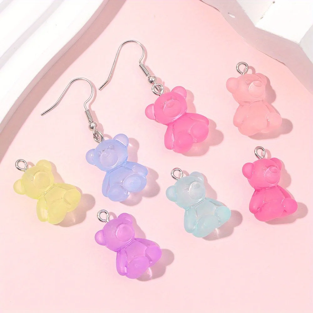 11/22/33pcs Mix-kleur Hars Beer Vormige Hanger, DIY Sieraden Decoratie Accessoires, Valentijnsdag, Kerstmis, Thanksgiving Geschenken