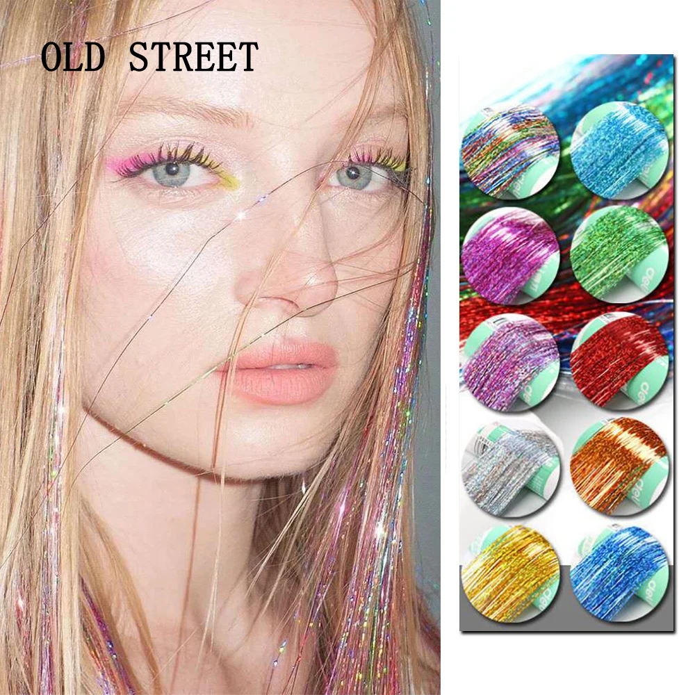 Glitter Synthetic Hair Tinsel Strands Elastic Dazzle Braids Easy to Use Hair Extensions Quick Hair Accessories for Instant Shine