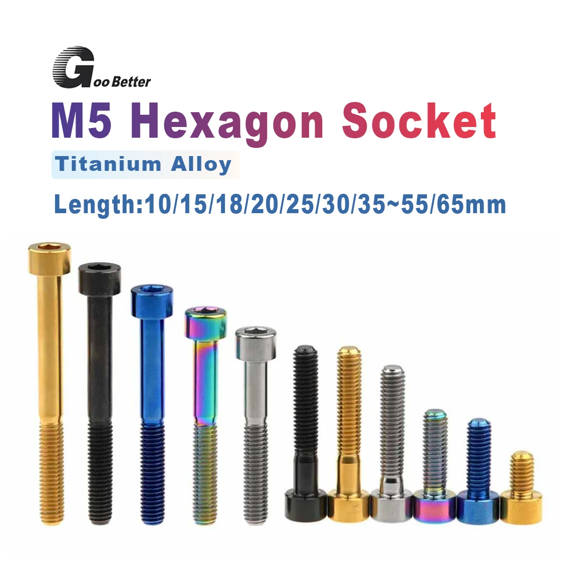 1PCS Titanium Bolt M5 x 10 12 16 18 20 23 25 30 35 40 45 50 55 60mm Allen Key Square Head Screw for Bicycle Stem Seatpost