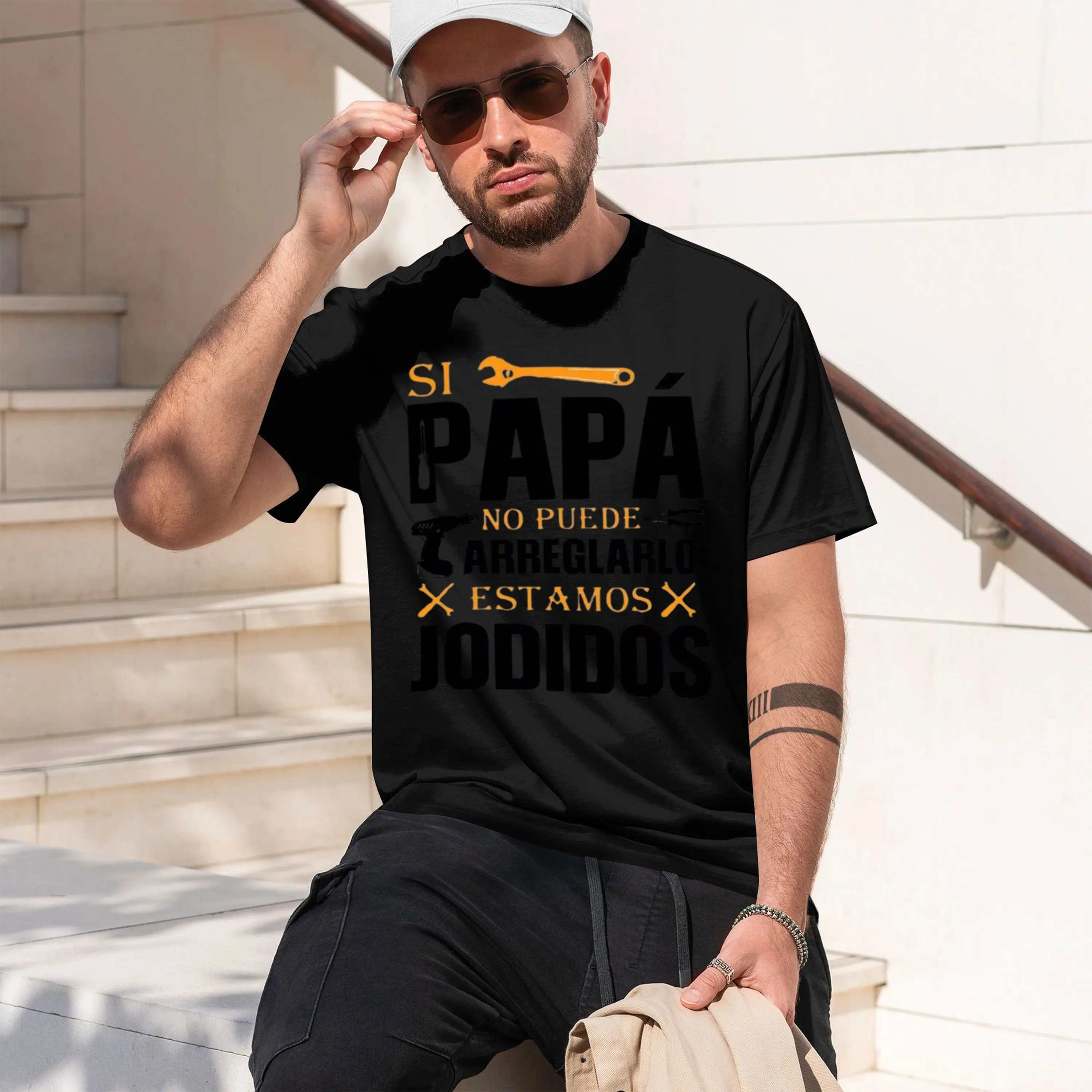 If Dad Can't Fix It We're Screwed T Shirt Retro Spanish Father Gift Urban Style Printed T-Shirt Fashion Statement Shirt 2026 New