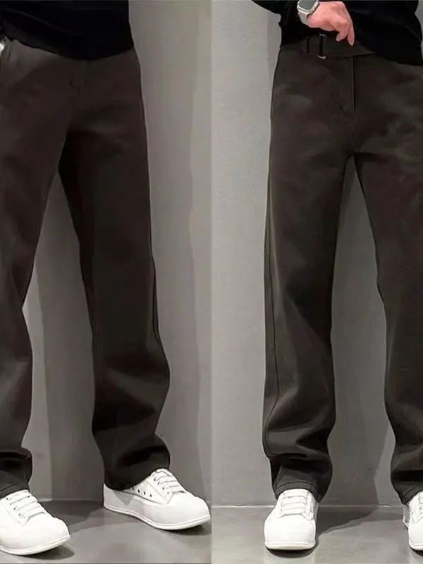 

Trendy Men's Winter Wide Leg Pants Drapey Casual Straight Cut Loose Fit Color Versatile Comfortable Straight Leg Trousers