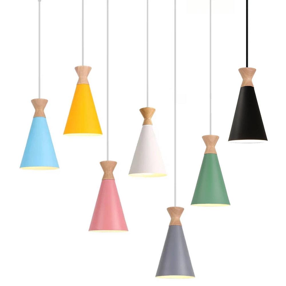 Nordic Macaron Chandelier Pendant Light Single Head Dining Room LED E27 Hanging Lamps Living Room Bar Bedroom Lighting Decor